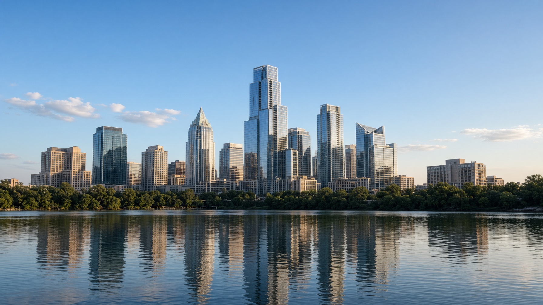 Austin skyline from Lady Bird Lake.